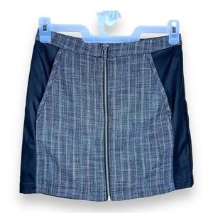 NEW SIZE 6 BCBGeneration TWEED FAUX LEATHER MINI SKIRT PREPPY ACADEMIA